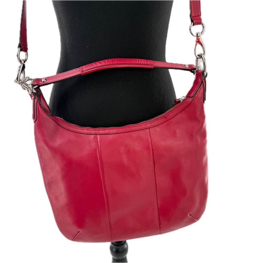 COACH Kristin Woven Leather Hobo Satchel Shoulder Crossbody Bag Scarlet Red - Picture 9 of 17